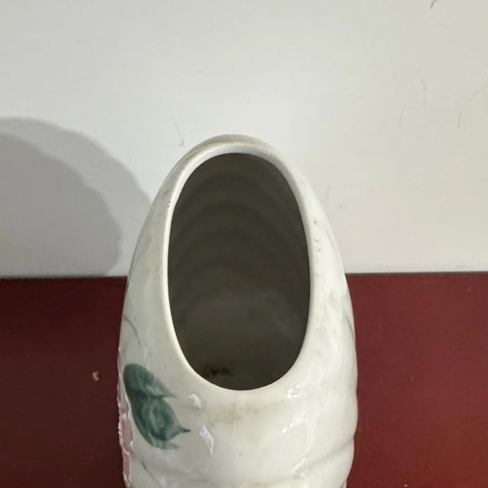 Handpainted Floral Porcelain Vase: Scalloped Edge, Made in Japan